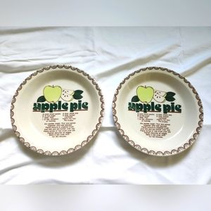 Vintage Mount Clemens Pottery Apple Pie Recipe Pie Plate 10”